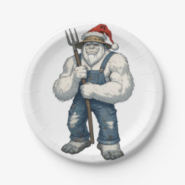 Yeti Schrecklicher Schneemann Bauer Lustiger Urlau Pappteller