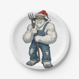 Yeti Schrecklicher Schneemann Bauer Lustiger Urlau Pappteller