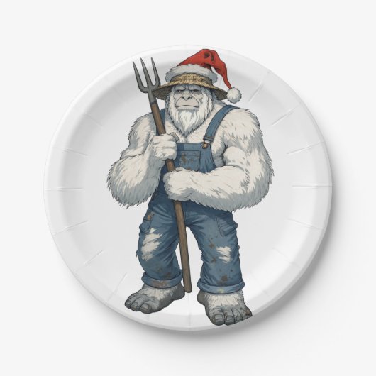 Yeti Schrecklicher Schneemann Bauer Lustiger Urlau Pappteller (Vorderseite)