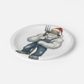 Yeti Schrecklicher Schneemann Bauer Lustiger Urlau Pappteller (Schrägansicht)
