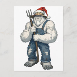Yeti Schrecklicher Schneemann Bauer Lustiger Urlau Postkarte