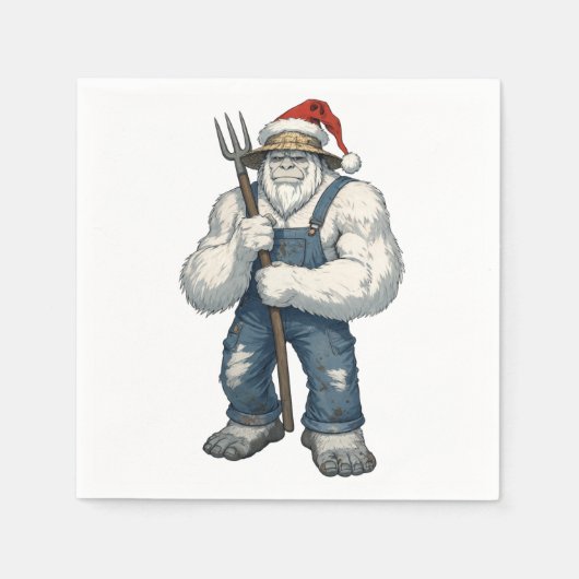 Yeti Schrecklicher Schneemann Bauer Lustiger Urlau Serviette (Vorderseite)
