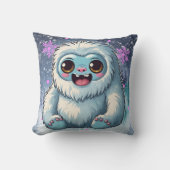 Yeti Sitting Kawaii Snowflakes Print Kissen (Vorderseite)