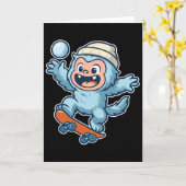 Yeti Snowll Skateboard Fun  Karte (Gelbe Blume)