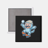 Yeti Snowll Skateboard Fun  Magnet (Vorderseite/Rückseite)