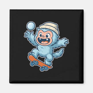 Yeti Snowll Skateboard Fun  Magnet