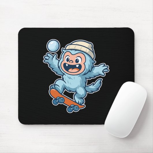 Yeti Snowll Skateboard Fun  Mousepad (Mit Mouse)