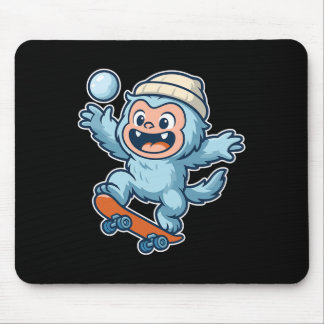 Yeti Snowll Skateboard Fun  Mousepad