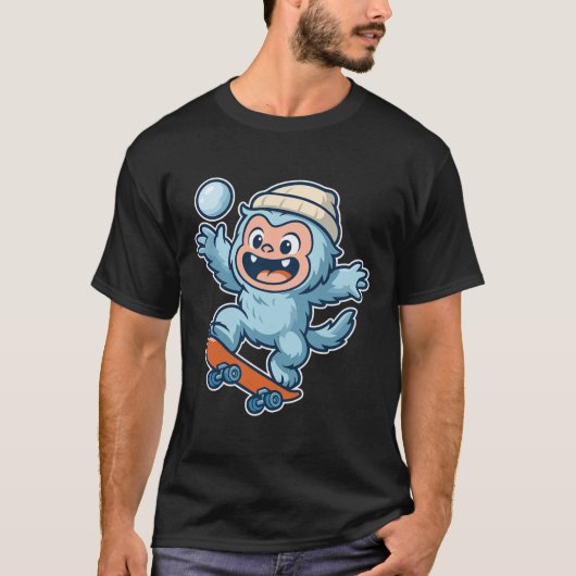 Yeti Snowll Skateboard Fun  T-Shirt (Vorderseite)