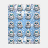 Yeti Stehend Niedliche Kawaii Snowflakes Muster Fleecedecke (Vorderseite)