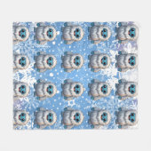 Yeti Stehend Niedliche Kawaii Snowflakes Muster Fleecedecke (Vorderseite (Horizontal))
