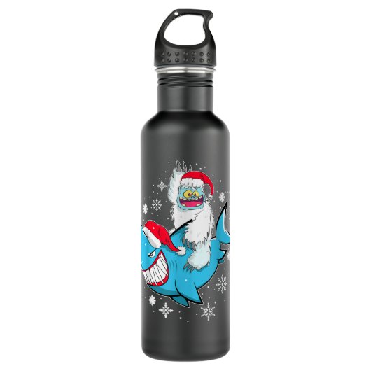 Yeti To Party Shark Weihnachtsmannmütze Weihnachte Edelstahlflasche (Vorderseite)