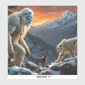 Yeti und der Schneeleopard Aufkleber (Blatt)