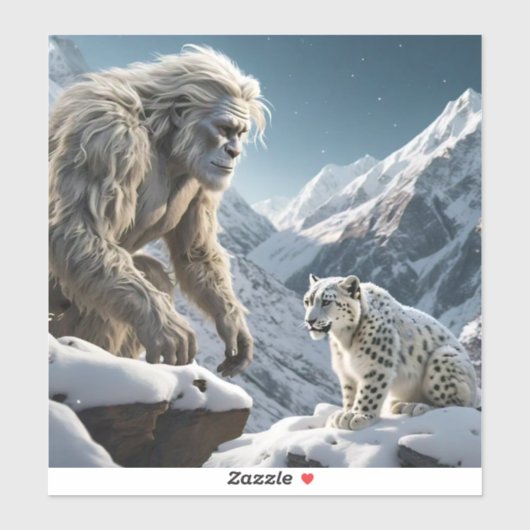 Yeti und der Schneeleopard Aufkleber (Blatt)