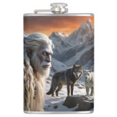 Yeti und der Schneeleopard Flachmann (Vorderseite)