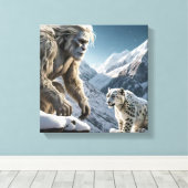 Yeti und der Schneeleopard Leinwanddruck (Insitu (Holzboden))