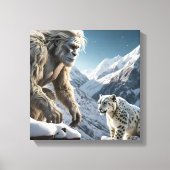 Yeti und der Schneeleopard Leinwanddruck (Vorderseite)