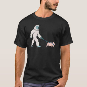 Yeti Walking Mini Pig Kryptozoologie Haustier T-Shirt