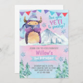 Yeti Winter Mädchen Geburtstag einladen, Yeti Einl Einladung (Vorne/Hinten)