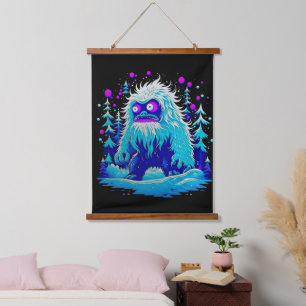 Yeti Winter Wonderland Wandteppich Mit Holzrahmen
