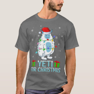 Yeti Xmas Lights Weihnachtsmannmütze Yeti zu Weihn T-Shirt