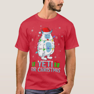 Yeti Xmas Lights Weihnachtsmannmütze Yeti zu Weihn T-Shirt
