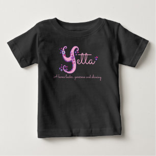 Yetta Girls Name bedeutet Y Mongram Herz Baby T-shirt