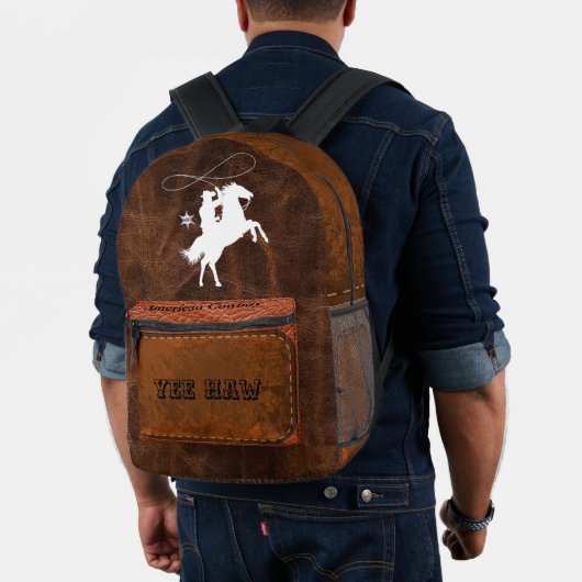 Yew Haw Custom Amercan Cowboy Sheriff Leather Bedruckter Rucksack (Insitu (Modell))