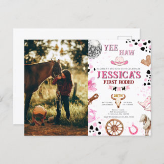 Yew Haw Disco Cowgirl Foto Rodeo Birthday Postkarte