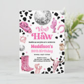 Yew Haw Disco Cowgirl Space Rodeo Country Geburtst Einladung (Stehend Vorderseite)