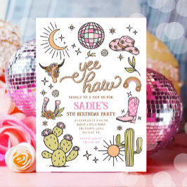 Yew Haw Girl Rodeo Retro Disco Cowgirl Birthday Einladung