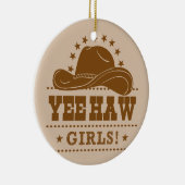 Yew Haw Girls Cowgirl Hat Design Keramik Ornament (Rechts)
