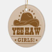 Yew Haw Girls Cowgirl Hat Design Keramik Ornament (Links)