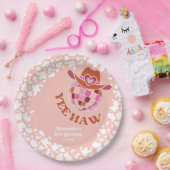 Yew Haw Peach Disco Cowgirl Rodeo Birthday Pappteller (Party)