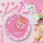 Yew Haw Pink Disco Cowgirl Rodeo Birthday Pappteller (Party)