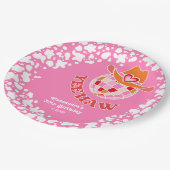 Yew Haw Pink Disco Cowgirl Rodeo Birthday Pappteller (Schrägansicht)