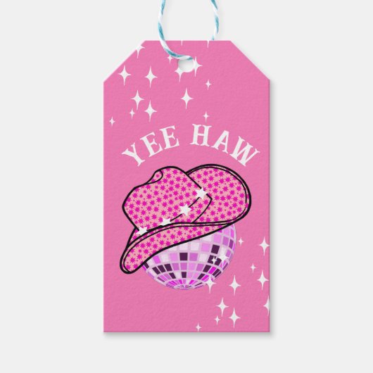 Yew Haw Pink Lila Cowgirl Disco Rodeo Geschenkanhänger (Vorderseite)