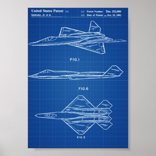 YF-23-Flugzeugpatent - Blueprint Poster (Vorne)