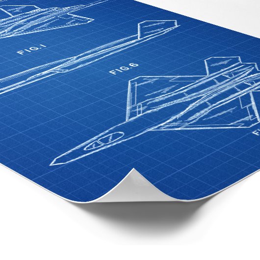 YF-23-Flugzeugpatent - Blueprint Poster (Ecke)