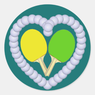 YG Ping Pong Paddle Herz Runder Aufkleber