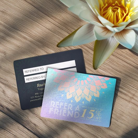 YGA Meditation Instructor Referenz Gold Mandala Empfehlungskarte