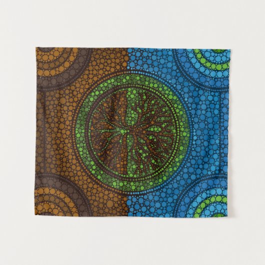 Yggdrasil- Baum der Leben Punkt-Kunst #2 Wandteppich (Vorderseite (Horizontal))