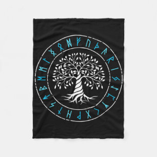 Yggdrasil Baum des Lebens Wikinger Runen Nordische Fleecedecke