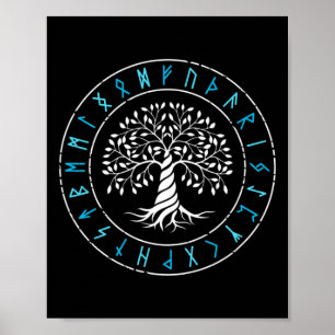 Yggdrasil Baum des Lebens Wikinger Runen Nordische Poster
