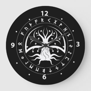 Yggdrasil Circle Runes Wall Clocks Große Wanduhr
