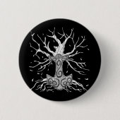 Yggdrasil, der Baum der neun Welten, und Mjolnir Button (Vorderseite)