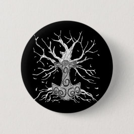Yggdrasil, der Baum der neun Welten, und Mjolnir Button