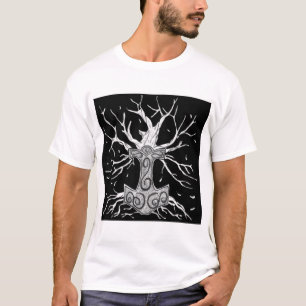 Yggdrasil, der Baum der neun Welten, und Mjolnir T-Shirt