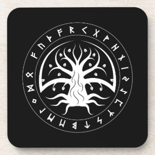 Yggdrasil Kreis Runen Plastikuntersetzer Getränkeuntersetzer