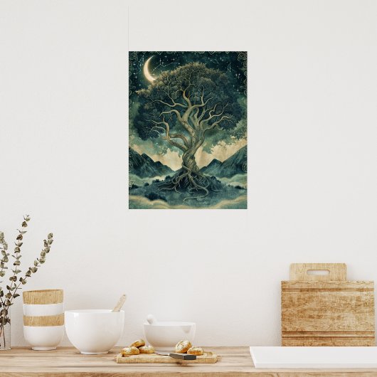Yggdrasil Norse Samhain Halloween Nordic Poster (Küche)